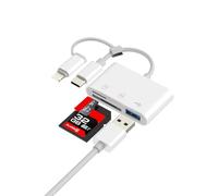 Lecteur de carte SD USB C USB OTG 3.0 Lightning vers lecteur de cartes pour iPhone 17 16 15 14 Pro Max Compatible avec Samsung S25 S24 pour Apple iPad Micro SD Memory Stick Carte Accessoires Téléphone