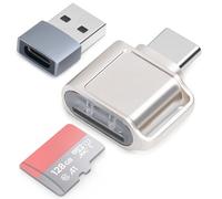 Lecteur de Carte TF, Lecteur de Carte Micro SD, Adaptateur de Lecteur de Carte Mémoire TF Type C avec Adaptateur USB C vers USB Compatible avec Les Ordinateurs Portables, MacBook, Samsung (Argent)