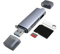 Lecteur de Carte USB 2.0, 6 en 1 USB-C/USB-A/Micro USB-Lecteur Double Emplacement Compatible, avec Android/Mac/Windows/PS5/Voiture, Prend en Charge les Clés USB, SD, Micro SD, SDHC, SDXC(Jusqu'à 2 To)