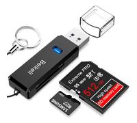 Beikell Lecteur de Carte USB 3.0, Lecteur de Carte Mémoire SD/Micro SD Haute Vitesse Card Reader MMC Memory Stick SDXC SDHC MSXC pour PC Windows et Mac OS - avec Porte-clés -Noir