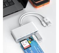 Lecteur de Carte USB USB-C CAC Identité Belge pour iPhone, Lecteur de Carte 5 en 2 avec Fente SD+TF+Carte à Puce+Port USB OTG+Port USB-C, Prend en Charge Les Cartes à Digital Signature pour CAC