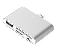 Lecteur de carte usb type-c pour microsd, sd, usb, usb micro (argenté)