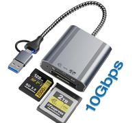 Lecteur de Cartes 2-en-1 CFexpress Type B et SD 10Gbit/s,Connecteur USB-C/A | Lecteur de Cartes USB 3.2 Gen 2 Jusqu'à 2 To,Lecteur vidéo 8K et photos RAW,Portable/PC/tablette,Windows,MacOS, Linux,Android
