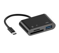 Lecteur de cartes 3 en 1,adaptateur OTG pour appareil photo de téléphone portable,multi-USB 2.0/type-c,disque U,TF - Type Black Typec