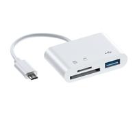 Lecteur de cartes 3 en 1,adaptateur OTG pour appareil photo de téléphone portable,multi-USB 2.0/type-c,disque U,TF - Type White USB