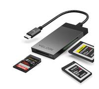 Lecteur de cartes 3 en 1 CFexpress/XQD/SD 4.0 UHS-II USB C, VELOGK double fente USB 3.2 (10 Gbit/s) CFexpress Type B lecteur de carte adaptateur pour Android/Windows/Mac OS/Linux, avec étui en