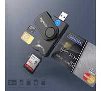Lecteur de cartes à puce USB DNI - Lecteur de carte d'identité - Lecteur de carte d'identité - Lecteur de carte à puce DOD militaire USB - Lecteur de carte SD - ISO 7816 Classe A, B, C - Compatible