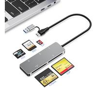 Lecteur de Cartes CFast, Lecteur de Cartes CFast 2.0 avec Port USB 3.0 et USB C, Adaptateur de Cartes mémoire CFast en Aluminium 5Gbps pour SanDisk, Lexar, Transcend, Sony Card, CFast/TF/SD/XD/CF