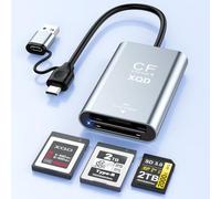 Lecteur de Cartes CFexpress Type B/XQD/SD 3en1,USB-A & USB-C en Aluminium | USB3.2 10Gbps CFexpress Type B XQD SD Adaptateur Lecteur de Carte XQD SD avec Windows/Linux/Android,Pour Photographe Créateur