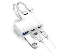 Lecteur de cartes de transfert audio 3 en 1 double fil OTG certifié MFi USB C pour iPhone 15/16 Pro Max, iPad, Samsung, USB 3.0 - Prend en charge disque dur externe, écouteurs, synchronisation des