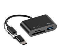 Lecteur de cartes de type C, lecteur de cartes androïde avec prise en charge S, D, adaptateur de carte portable, adaptateur double connecteur multi-usage, lecture simultanée des cartes MS CF TF