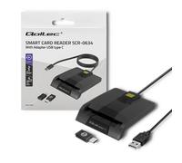 Lecteur de cartes d'identité à puce Qoltec SCR-0634 | Adaptateur USB 2.0 +