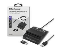 Lecteur de cartes d'identité à puce Qoltec SCR-0636 | Adaptateur USB 2.0 +