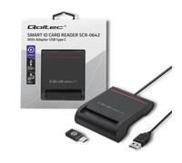 Lecteur de cartes d'identité à puce Qoltec SCR-0642 | Adaptateur USB 2.0 +