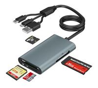 Lecteur de cartes mémoire 4 en 1 pour cartes SD/Micro SD/MS/xD-Picture-Cards, Memory Stick Pro Duo avec connecteurs Lightning/USB-C/USB-A, lecteur de cartes Sony Cybershot pour iPhone 17/16/15/14