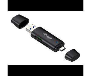 Lecteur de cartes mémoire Equip 245462 USB 3.2 Gen 1 Type-A/Type-C, SD/SDHC/SDXC/MicroSD, taux 5000 Mbit/s, compatible Windows/macOS/Linux/Android