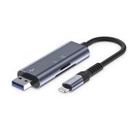 Lecteur de cartes mémoire SD/Micro SD avec connecteur Lightning/USB-A pour iPhone - Gris