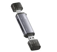 Lecteur de Cartes Mémoire SD / MicroSD / CF Double Connecteur USB-C et USB-A LinQ Noir