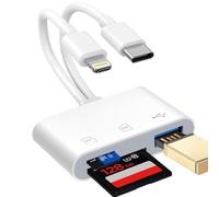 Lecteur de Cartes SD [Certifié Apple MFi] pour iPhone, iPad et Mac, Adaptateur USB 3.0 Type C pour Cartes SD/TF avec Double connecteur Lightning et USB-C. Visionneuse de Cartes mémoire SD/MicroSD