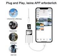 Lecteur de cartes SD double emplacement pour iPhone et iPad, compatible avec les appareils photo professionnels, connecteurs Lightning et USB-C,