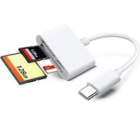 Lecteur de Cartes SD/TF/CF, 3 en 1 Lecteur de Cartes Type C vers Micro SD Adaptateur de Cartes Mémoire avec 3 Emplacements pour Cartes pour Phone 16/Pad/Laptop/Camera