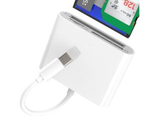 Lecteur de cartes SD USB C Adaptateur électronique Micro SD CF Compact Flash pour iPhone 17 16 15 Pro Max pour iPad pour Apple Compatible avec Samsung S26 Mémoire TF Transmettre des photos numériques