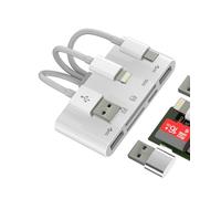 Lecteur de cartes SD USB C Lightning USB-A (5 en3) OTG 3.0 Adaptateur Micro SD Card Reader pour iPhone 16 15 14 Pro Max Chargeur Câble pour iPad Android pour Apple TF Mémoire Compatible avec Samsung