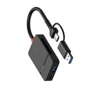 Lecteur de cartes universel OTG avec deux ports USB pour cartes mémoire MS, TF, solution de transfert rapide de fichiers, adaptateurs de cartes TF MS
