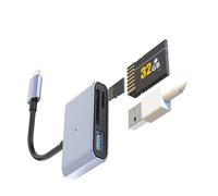 Lecteur de cartes USB C à divers ports - Transmission rapide - Facile à transporter - Pour photographes professionnels
