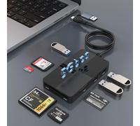 Lecteur de Cartes USB C USB3.0, Adaptateur de Lecteur de Cartes mémoire 8-in-2 pour SD SDXC SDHC CF CFI MS MMC UHS-I MicroSD MicroSDXC MicroSDHC XD Lecteur de Cartes 3 USB3.0 MultiPort Hub 5Gbps