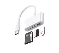 Lecteur de cartes USB de type C vers double fente - Transfert de fichiers rapide - Pas besoin de pilote - Texture PVC pour voyage et entreprise - Adaptateurs de cartes à double fente