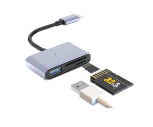 Lecteur de cartes USB de type C vers double fente - Transfert de fichiers rapide - Pas besoin de pilote - Texture PVC pour voyage et entreprise - Adaptateurs de cartes à double fente
