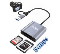 Lecteur de Cartes XQD SD 4-en-1 Ports USB-A et Type-C, Double Slot USB 3.0 | Pour Séries Sony G/M et Cartes Lexar USB Mark, Transfert Rapide de Données à 5Gbps pour photos RAW,Pour Windows, macOS, Linux