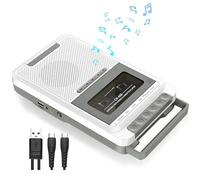 Lecteur de cassette portable, enregistreur de cassettes, USB, carte SD via micro, cassette en musique MP3 via disque U, carte SD ou PC (blanc)