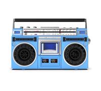 Lecteur de Cassettes Boombox rétro avec Bluetooth, Radio AM/FM, Lecture USB/Micro SD, enregistreur, Haut-Parleur stéréo Portable écran LCD et Double VU-mètres for la Maison Les Voyages