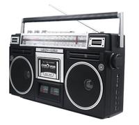 Lecteur de cassettes CD rétro Boombox, style des années 80, boombox à cassette portable, prise en charge de l'entrée SD/USB, avec radio AM/FM, pour les réunions de famille et les voyages,Black