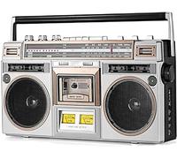 Lecteur de cassettes et CD rétro style années 80, Bluetooth avec radio FM et DAB+, enregistrement USB, lecteur