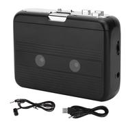 Lecteur de cassettes portable Bluetooth Radio FM avec fonction AutoReverse (Noir)