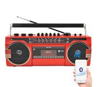 Lecteur De Cassettes Rétro De Style Années 80 Classique, Enregistreur De Cassettes Bluetooth, Radio à Cassettes (Carte MéMoire/USB/Aux/TF/Cassette), Am/Fm/Sw1-2 Trois Bandes,Red
