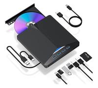 Lecteur de CD DVD Externe, USB 3.0 et Type-C 7 en 1, graveur de CD-DVD +--RW ROM Portable avec Emplacement SD TF et 2 Ports A165