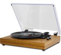 Lecteur de CD MzeliKing, lecteur de disques vinyles, tourne-disques, gramophone, 33/45/78 trois vitesses, avec housse anti-poussière, madrure de bois jaune
