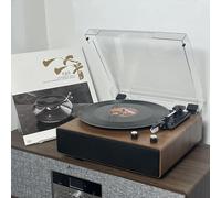 Lecteur de disque vinyle multifonction vintage et haut-parleur Bluetooth - Phonographe rétro avec support de haut-parleur externe | Décoration d'intérieur élégante