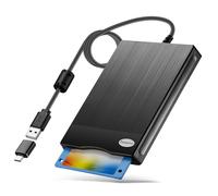 Lecteur de disquette 3,5" 1,44 Mo USB externe Type A/C pour PC, ordinateur portable et ordinateur de bureau Compatible avec Windows 11/10/8/7/2000/XP, non compatible avec Mac et Chrome (texture