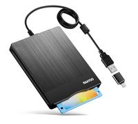 Lecteur de disquette 3,5" USB A/C pour PC portable avec Windows 11/10/7/XP, lecteur de disquette externe portable (rayures brossées)