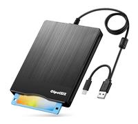 Lecteur de disquette USB C externe 3,5" 1,44 Mo Lecteur de disquette double USB A/C Lecteur Convertisseur Compatible avec Windows 11/10/8/7/XP, Non compatible avec Mac (texture brossée)