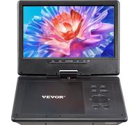 Lecteur de DVD portable VEVOR avec écran HD pivotant (228 mm), batterie intégrée d'une autonomie de 4 heures, 2 haut-parleurs, prend en charge la synchronisation TV/USB/carte SD/CD/DVD, chargeur de vo