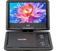 Lecteur de DVD portable VEVOR avec écran HD pivotant (256 mm), batterie intégrée d'une autonomie de 4 heures, 2 haut-parleurs, prend en charge la synchronisation TV/USB/carte SD/CD/DVD, chargeur de vo