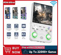 Lecteur de jeu WIFI Ultra portable R36, écran IPS de 4 pouces, lecteur vidéo rétro Open Source, mémoire 64 go/128 go jusqu'à 20000 + de jeux Purple 64GB