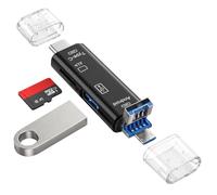 Lecteur de Sarte SD, 5 en 1 Micro/USB- A /Type-C SD Adaptateur USB Carte | Trois Ports, Plug and Play, USB OTG SD Carte Adaptateur de Lecteur Carte Compatible avec MacBook/IPhone Apple/PC/Ordinateur