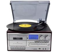 Lecteur d'enregistrement Bluetooth à 3 vitesses avec CD, cassette et enregistrement MP3 USB | Système audio polyvalent : lecture de vinyle, CD, cassette et streaming via Bluetooth ; convertissez en MP3 sans effort.